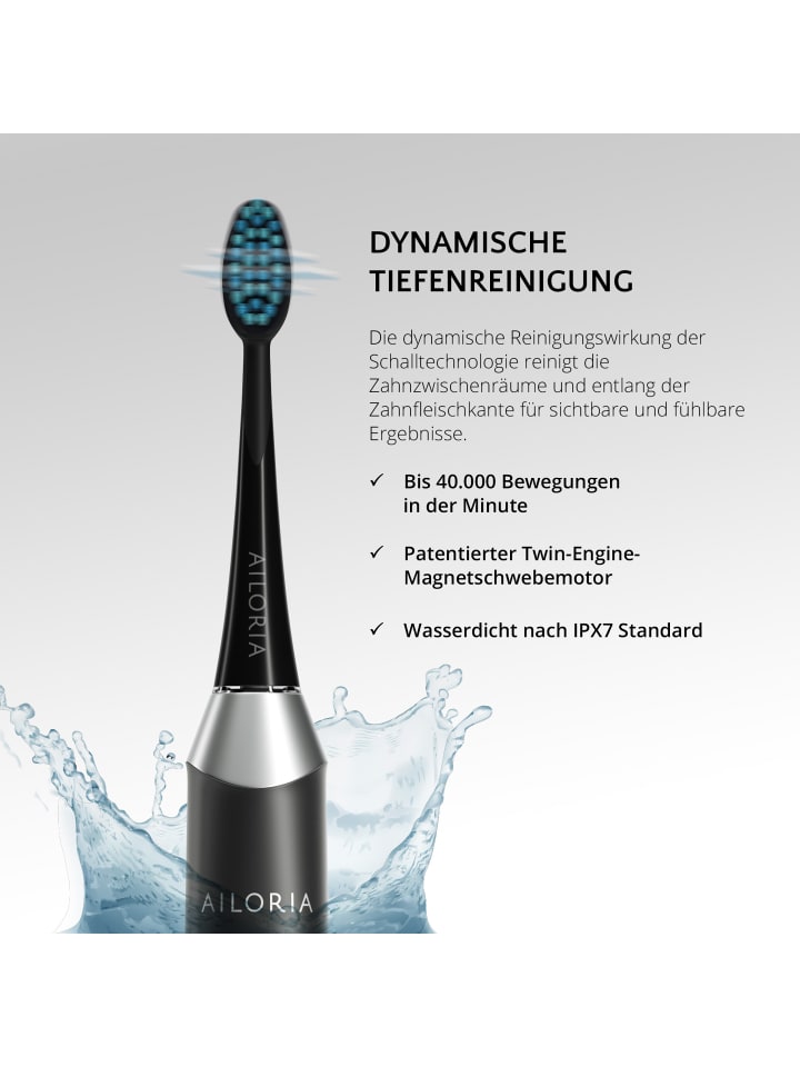 Ailoria SHINE BRIGHT SET USB-Schallzahnbürste in schwarz günstig kaufen onesize