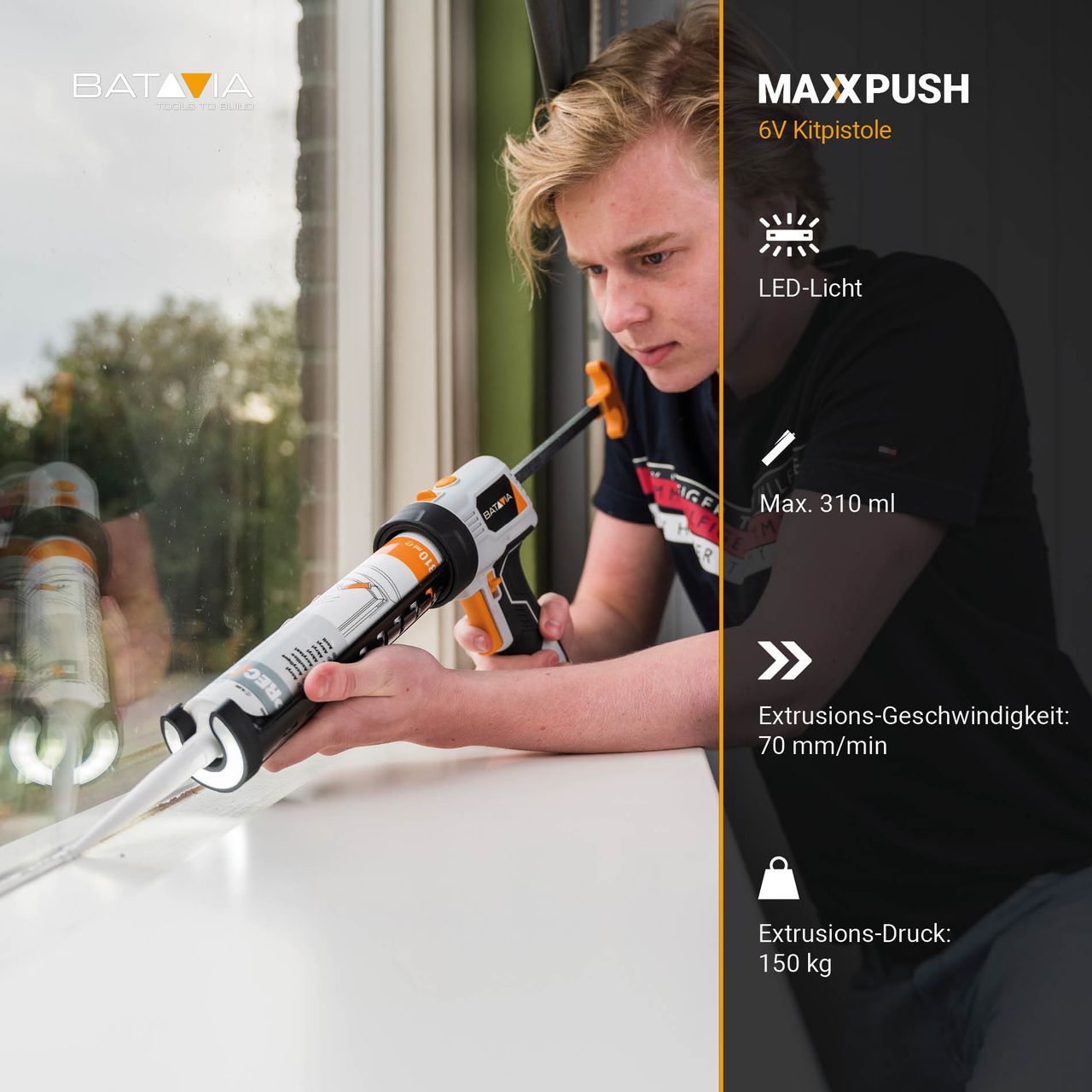 Batavia Maxxpush 6V Akku-Kartuschenpistole mit LED (auf AA-Batterien)
