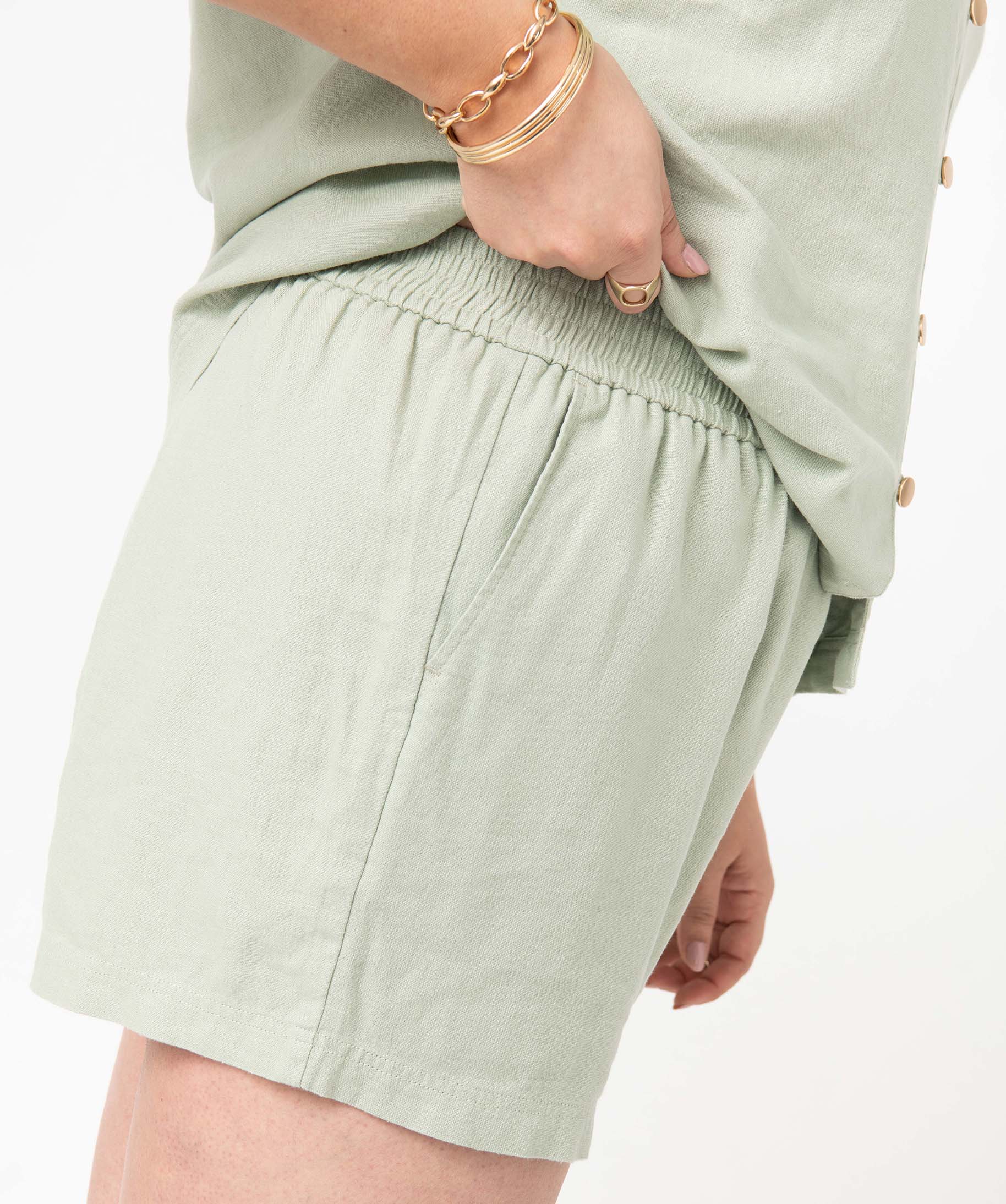 Short femme grande taille ample en lin mélangé beige | GEMO
