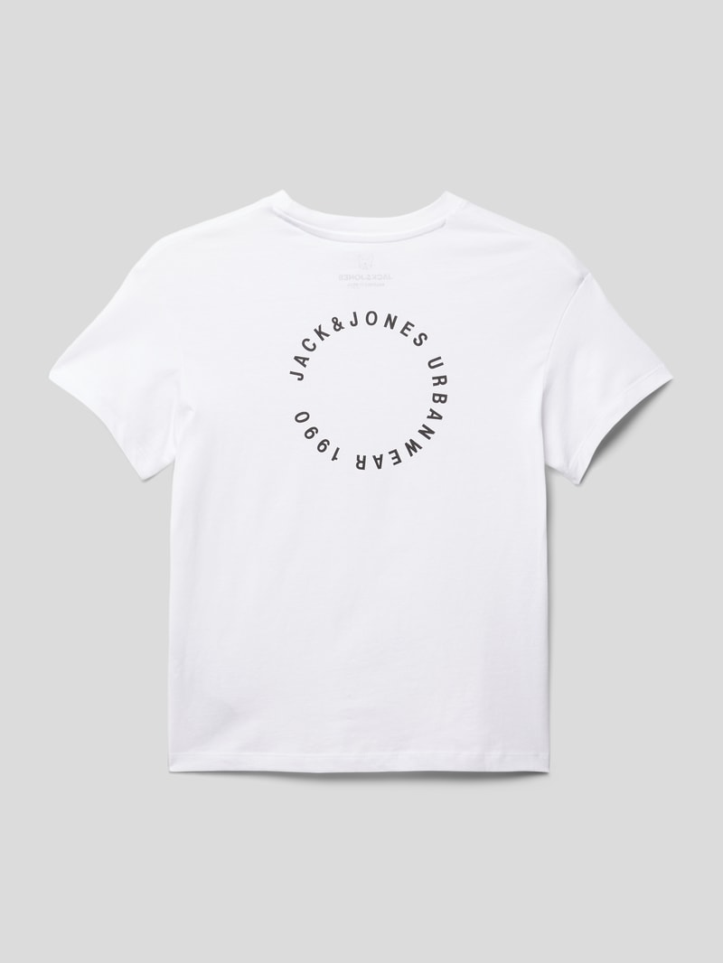T-Shirt mit Label-Print Modell 'SUNSET' in weiß