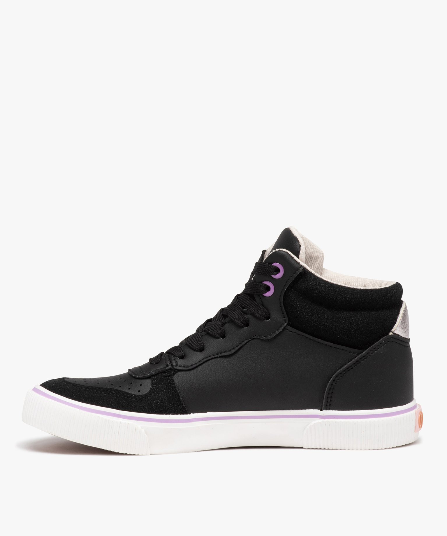 Baskets femme mid-cut unies à lacets - Alma Planète noir | GEMO