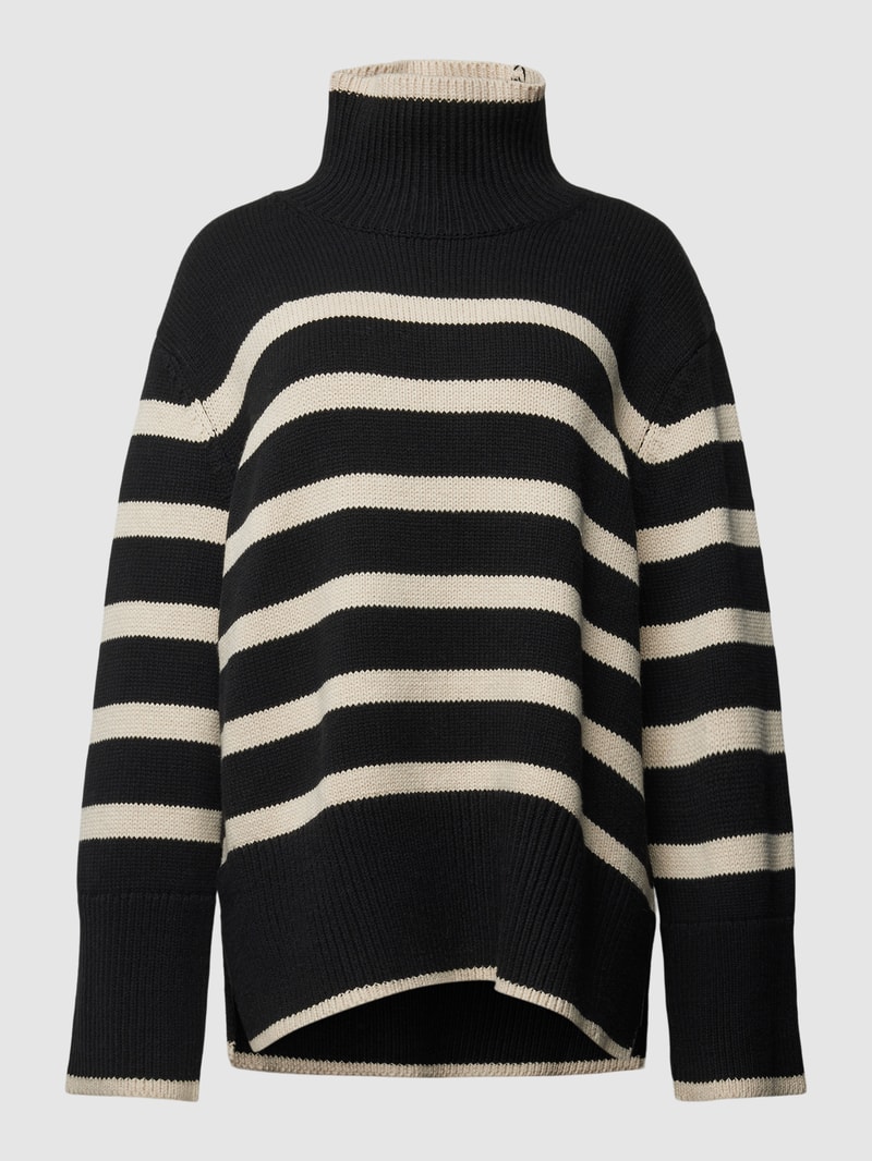 Strickpullover mit Rollkragen Modell 'Fanning' in schwarz