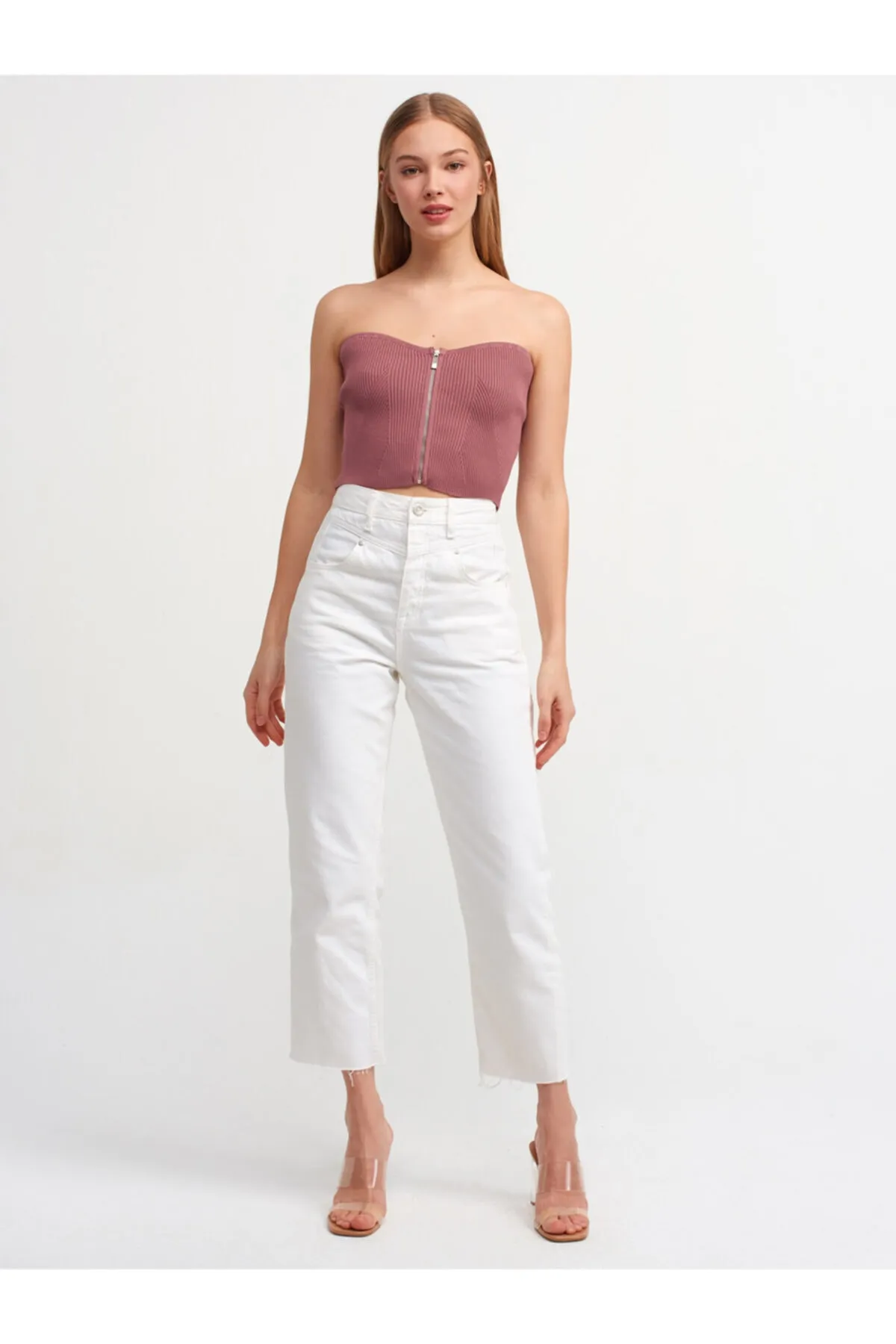 Dilvin  Damen-Bustier mit Reißverschluss in Rosa