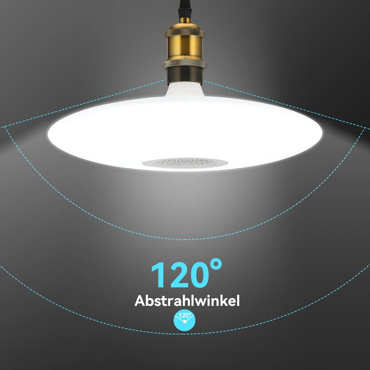 oyajia Deckenleuchte 48W E27 LED Deckenlampe mit Bluetooth Lautsprecher, mit Fernbedienung, LED fest integriert, RGB, Dimmbar LED RGB Lampe Leuchtmittel, für Home Stage Party Weihnachtsdeko
