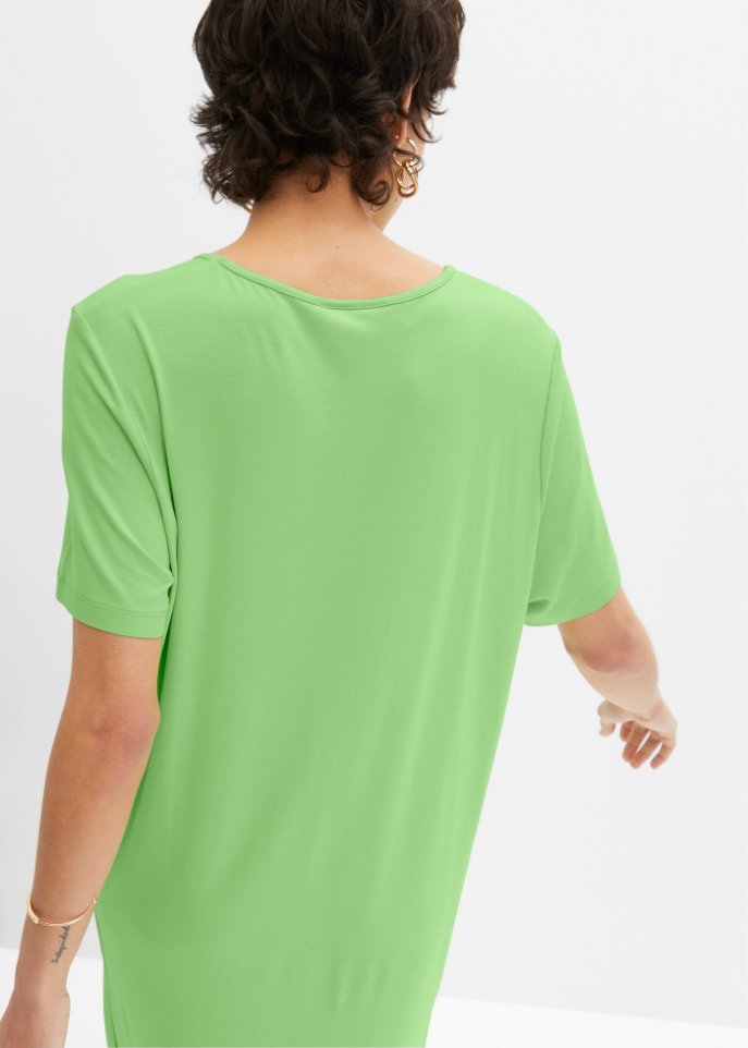 Bequem geschnittenes Shirt-Kleid mit Schlitz in Midi-Länge