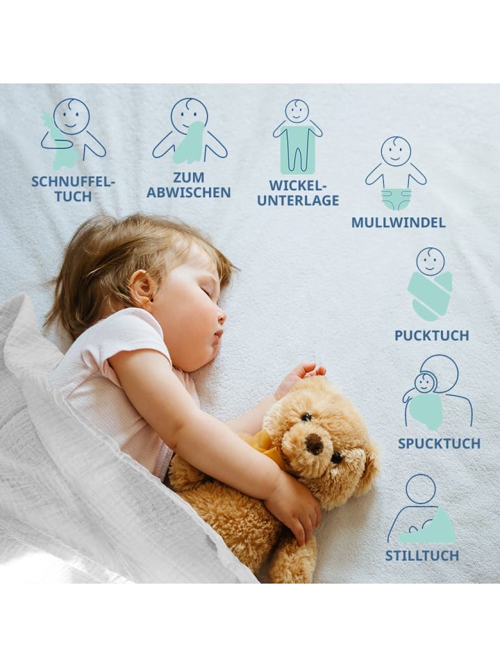 Makian Mullwindeln / Mulltücher / Spucktücher - 10er Pack in weiss günstig kaufen onesize