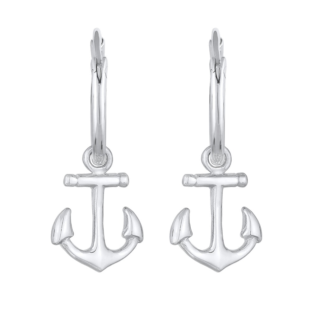 Elli Elli Boucles d'Oreilles Femmes créoles Ancre pendentif maritime en argent sterlin Boucles d'oreilles
