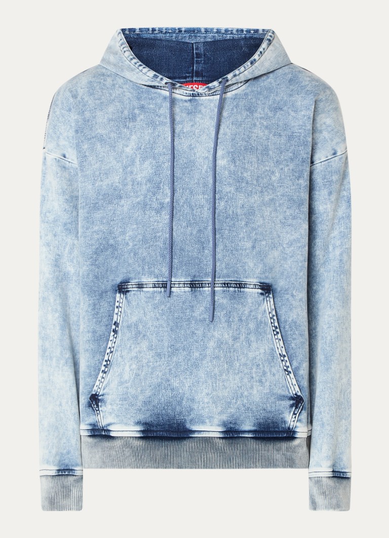 Felpa con cappuccio Diesel D-Um-Rib-S2 in chambray con stampa sul retro