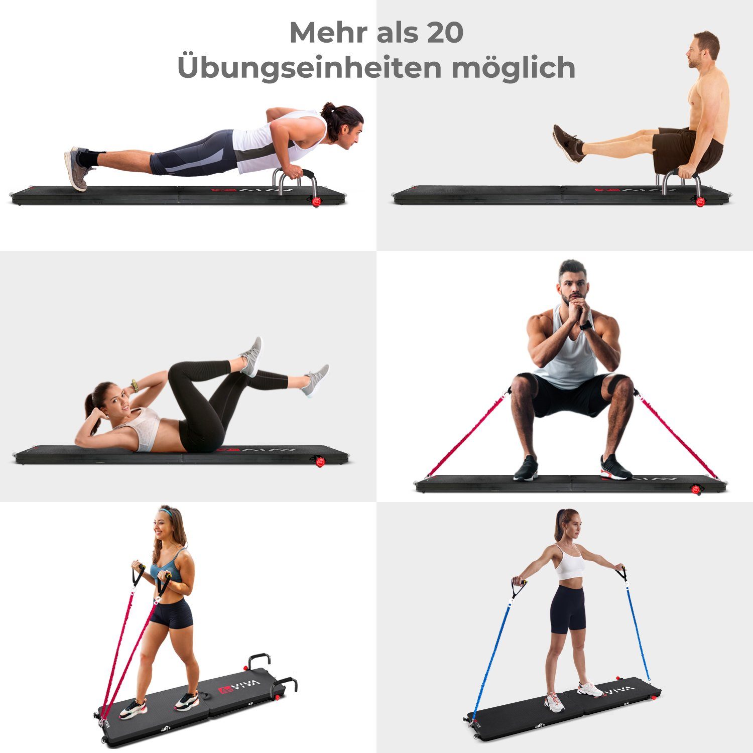 AsVIVA Multitrainer Multifunktionales 30 in 1 Fitness-Board AsVIVA FB1, 3 Widerstandsbänder mit Stärkegraden, kompaktes Design, klappbar