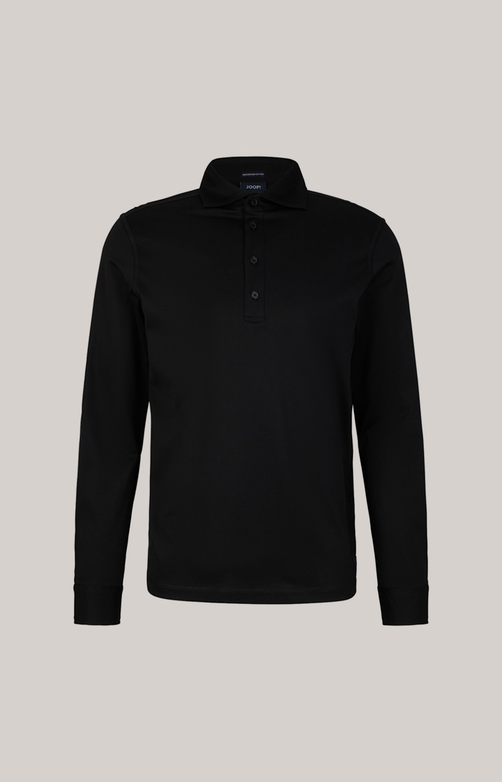 Langarm-Poloshirt Baldwin in Schwarz