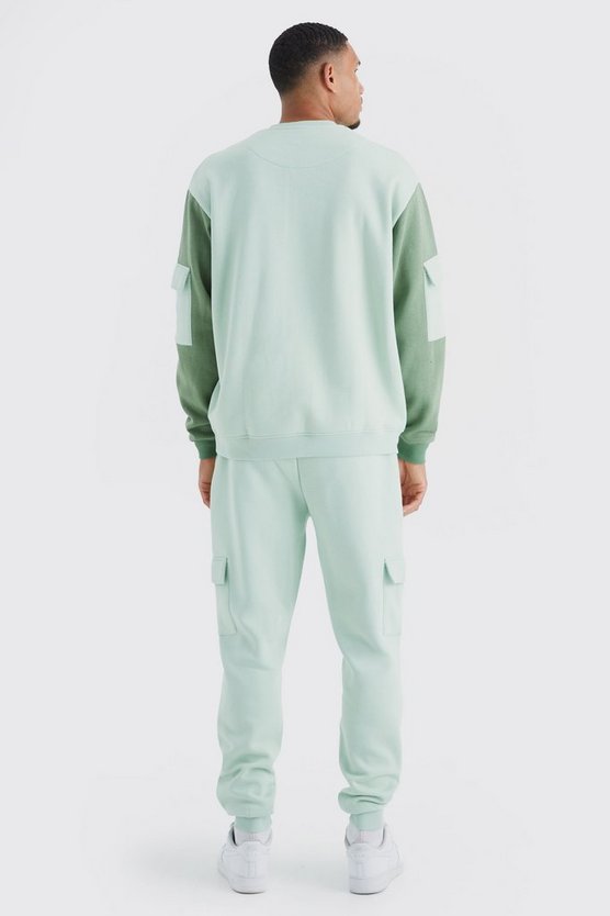 Tall Oversize Colorblock Cargo-Trainingsanzug