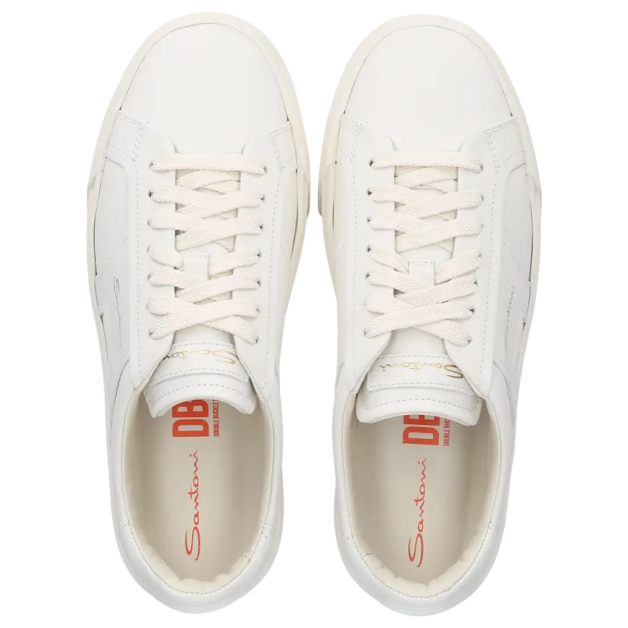 Santoni - Sneaker low DOUBLE BUCKLE Kalbsleder - weiß