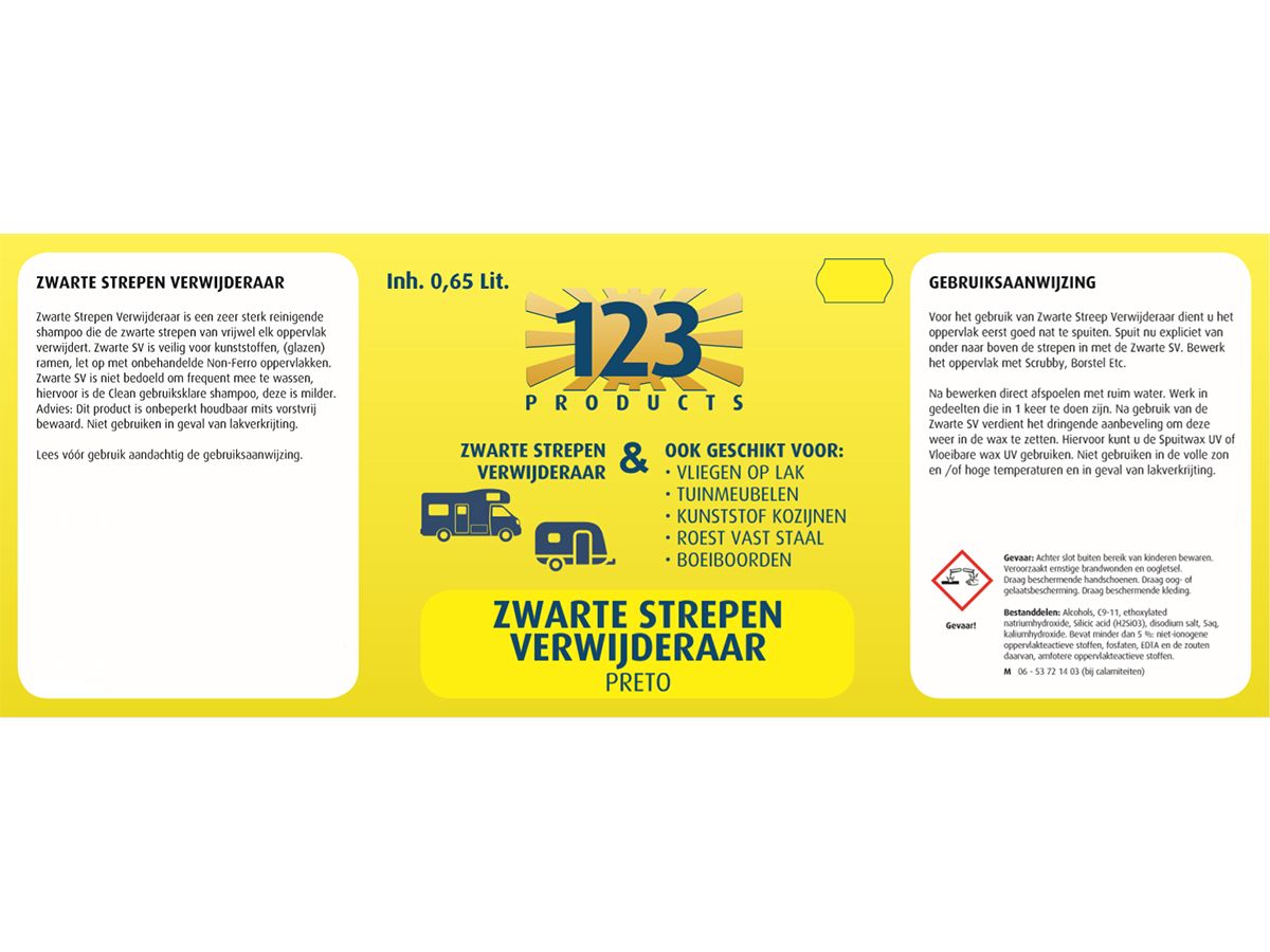 123 Products schwarze Streifenentferner