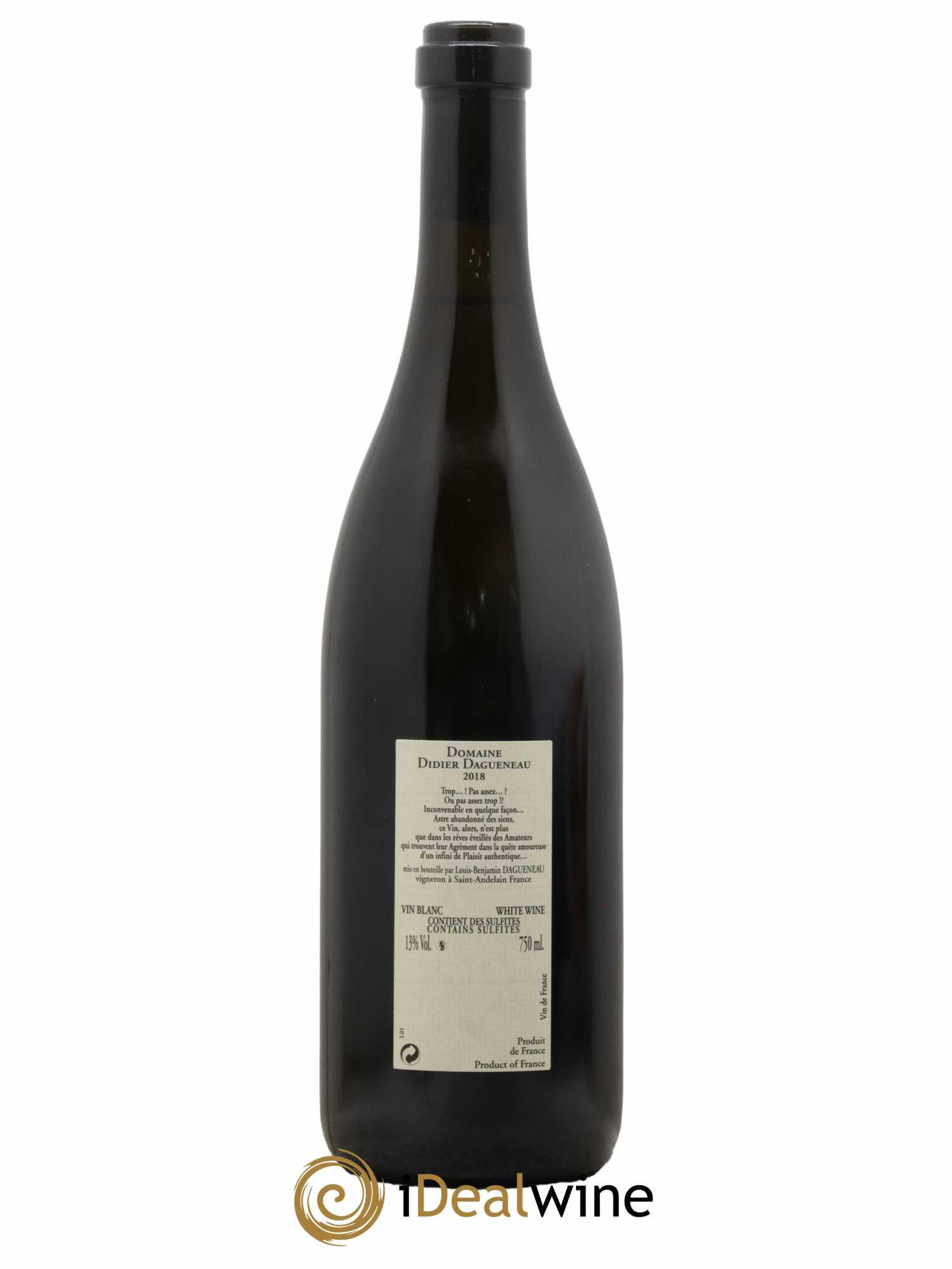 Vin de France Blanc Etc Dagueneau (Domaine Didier - Louis-Benjamin)  2018 - Lot de 1 Bouteille