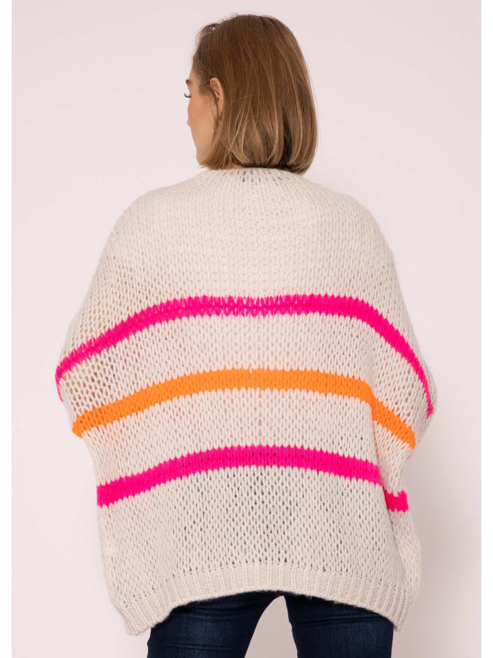 SASSYCLASSY Oversize Strick-Cardigan in Offwhite, Pink günstig kaufen