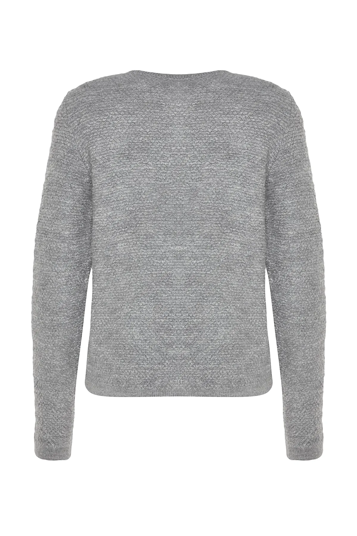 Trendyol Collection  Grauer, weich strukturierter Strick-Cardigan mit Accessoires TWOAW24HI00039