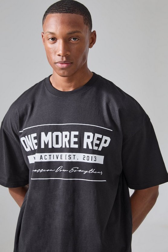 Man Active Oversize T-Shirt mit One More Rep Print