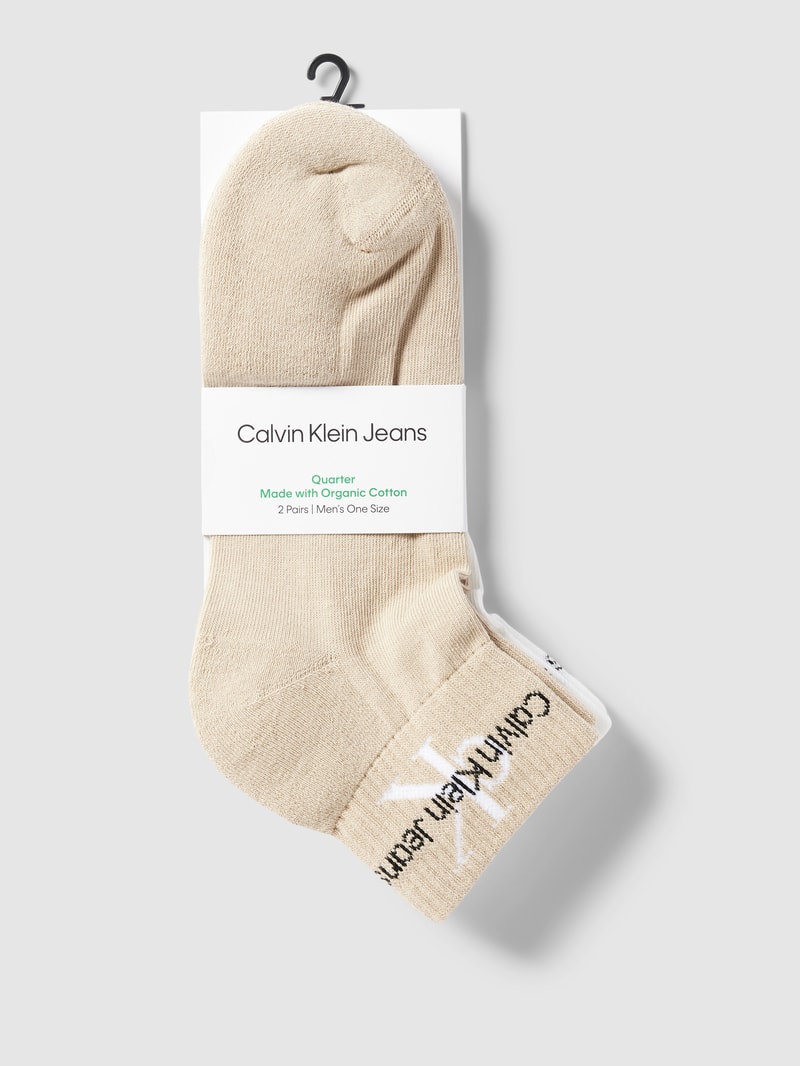 Socken mit Label-Detail Modell 'QUARTER' im 2er-Pack in taupe
