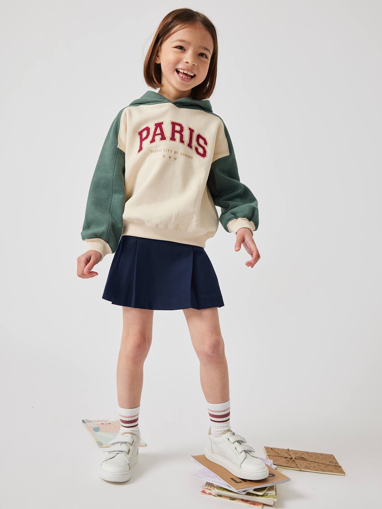 Sweat à capuche fantaisie fille vanille