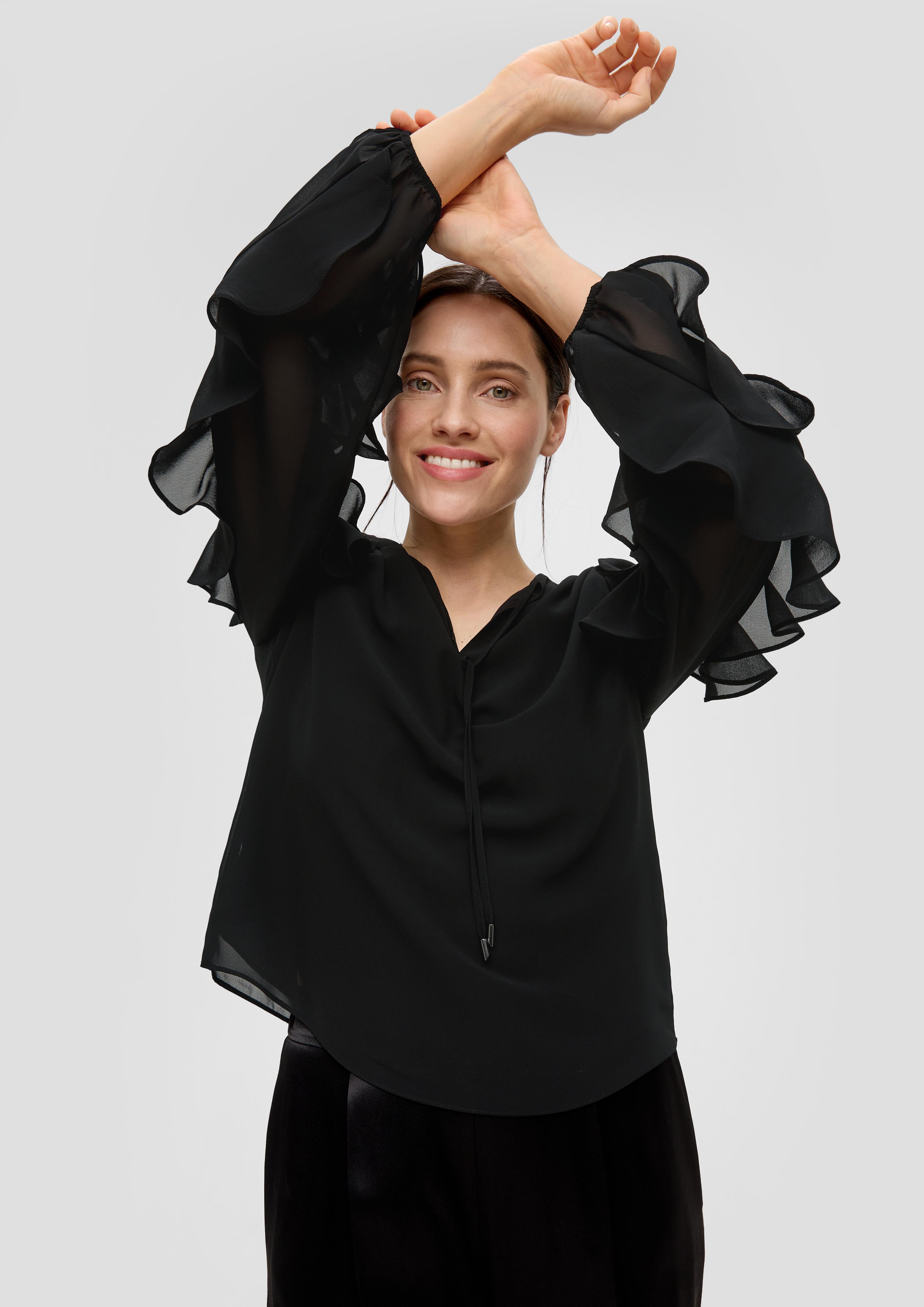 Chiffonbluse mit Rüschen-Ärmeln  2141664-9999