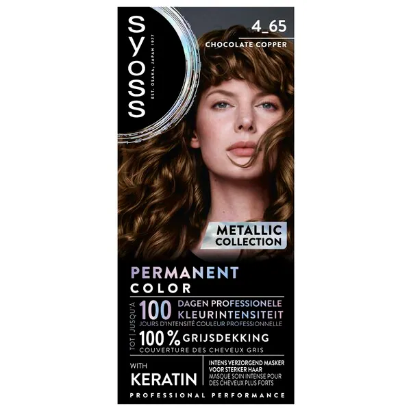 Syoss Professional Performance Metallic Collection 4-65 Csokoládé-réz tartós hajfesték