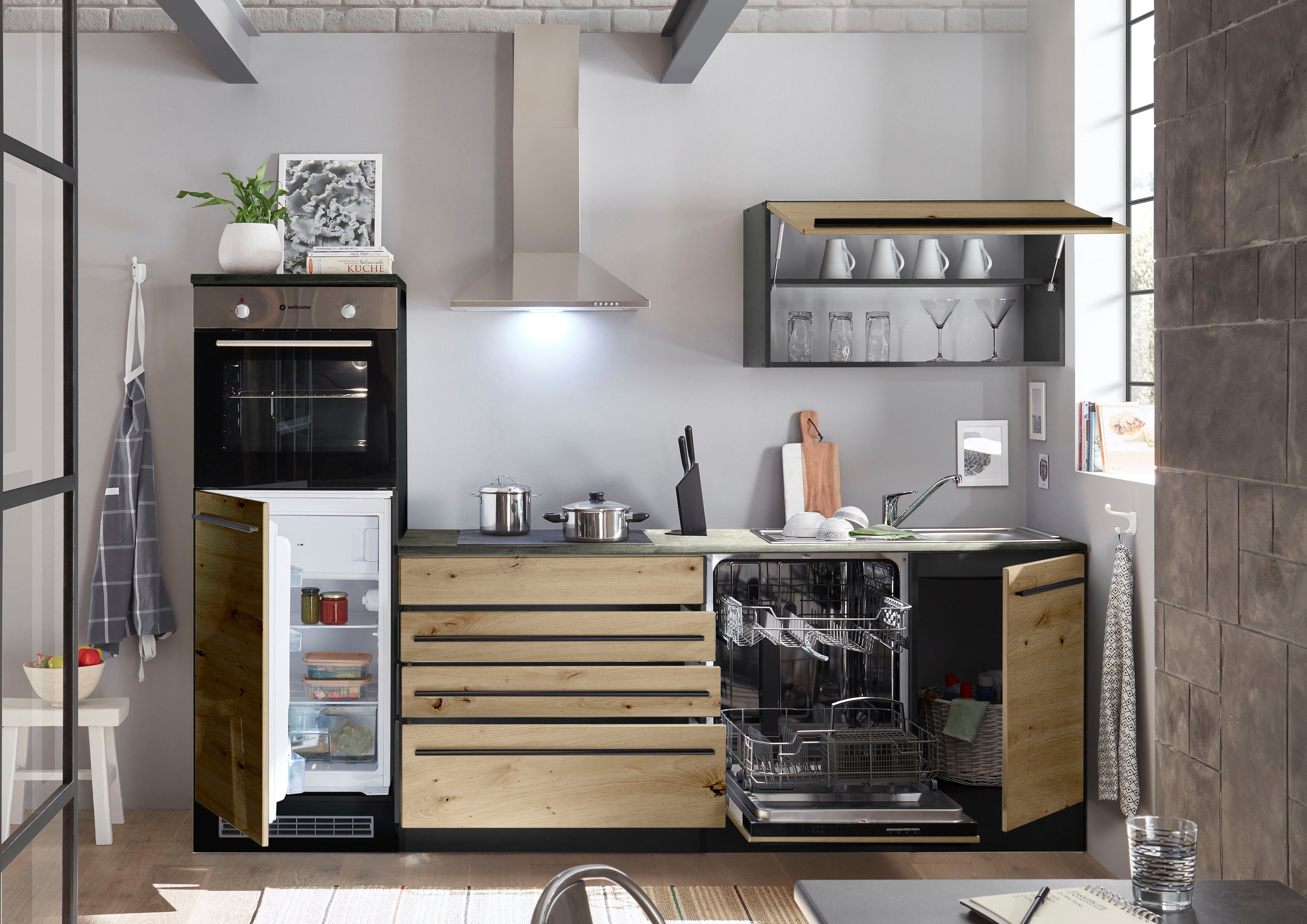 BASIC by Balculina Küchenzeile Jazz, Breite 260 cm, wahlweise mit E-Geräten