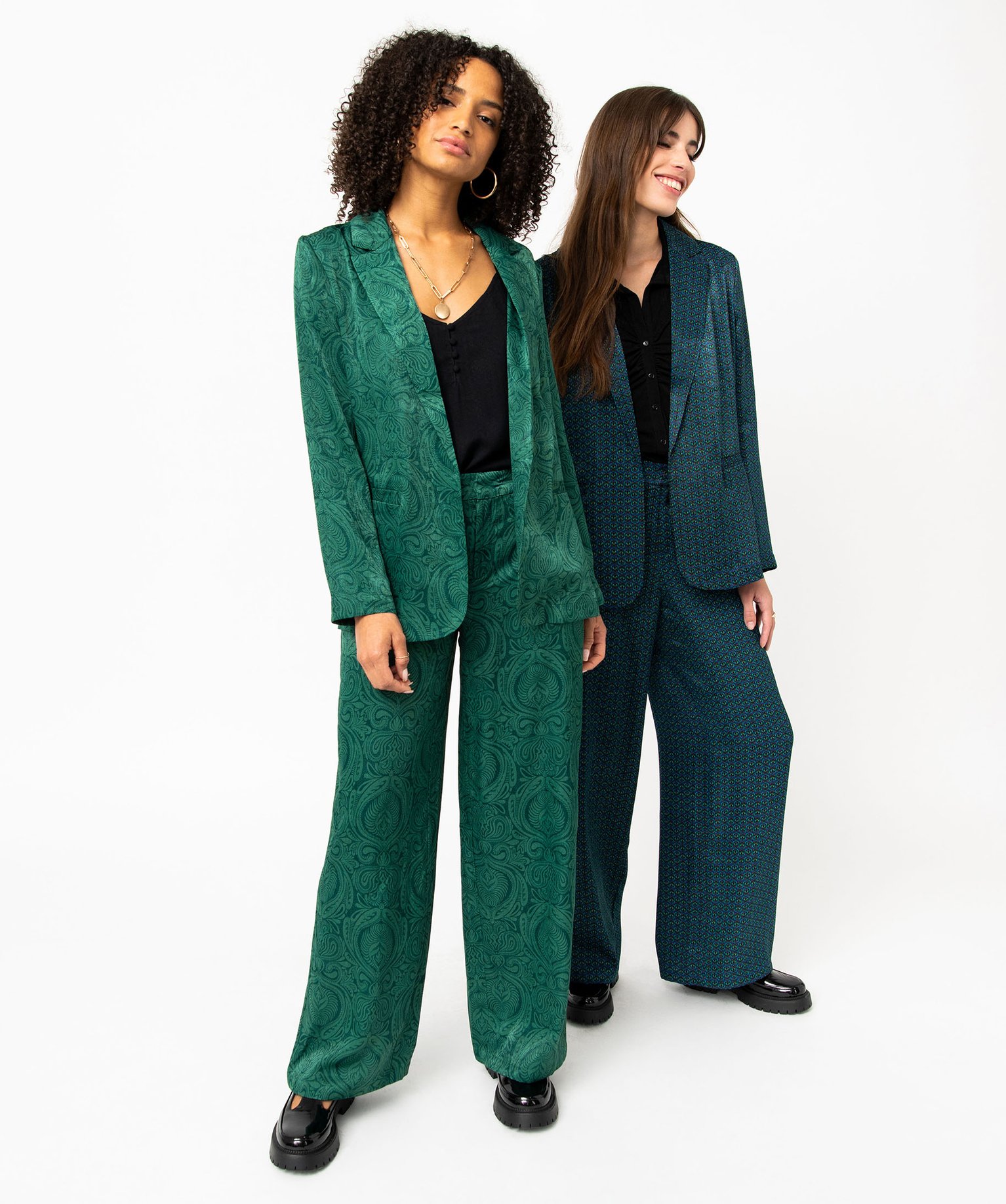 Veste blazer femme imprimée en matière satinée imprime | GEMO