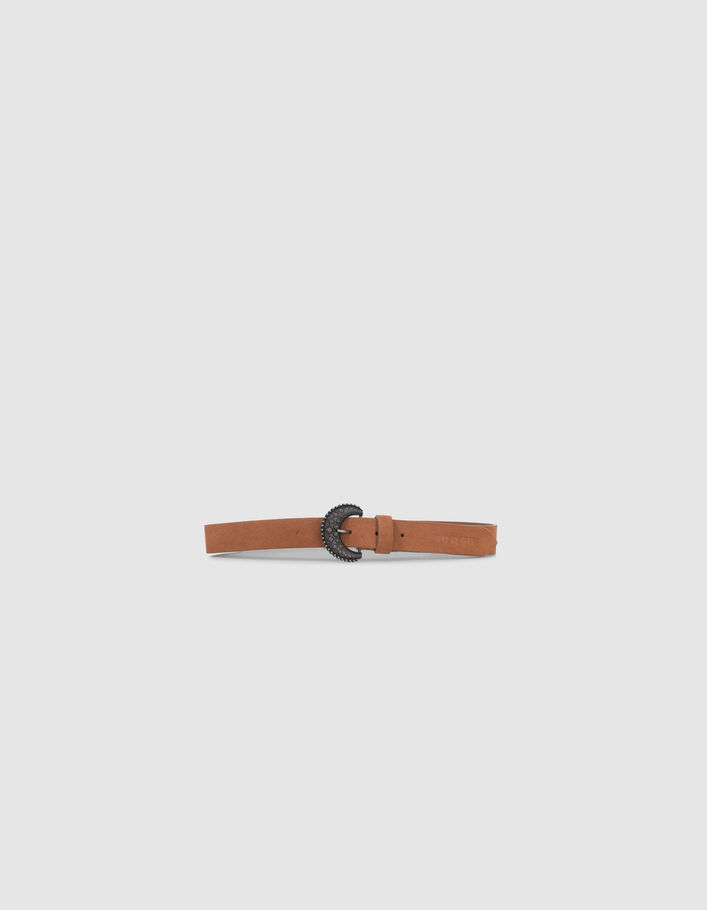 Ceinture camel cuir velours boucle fantaisie fille