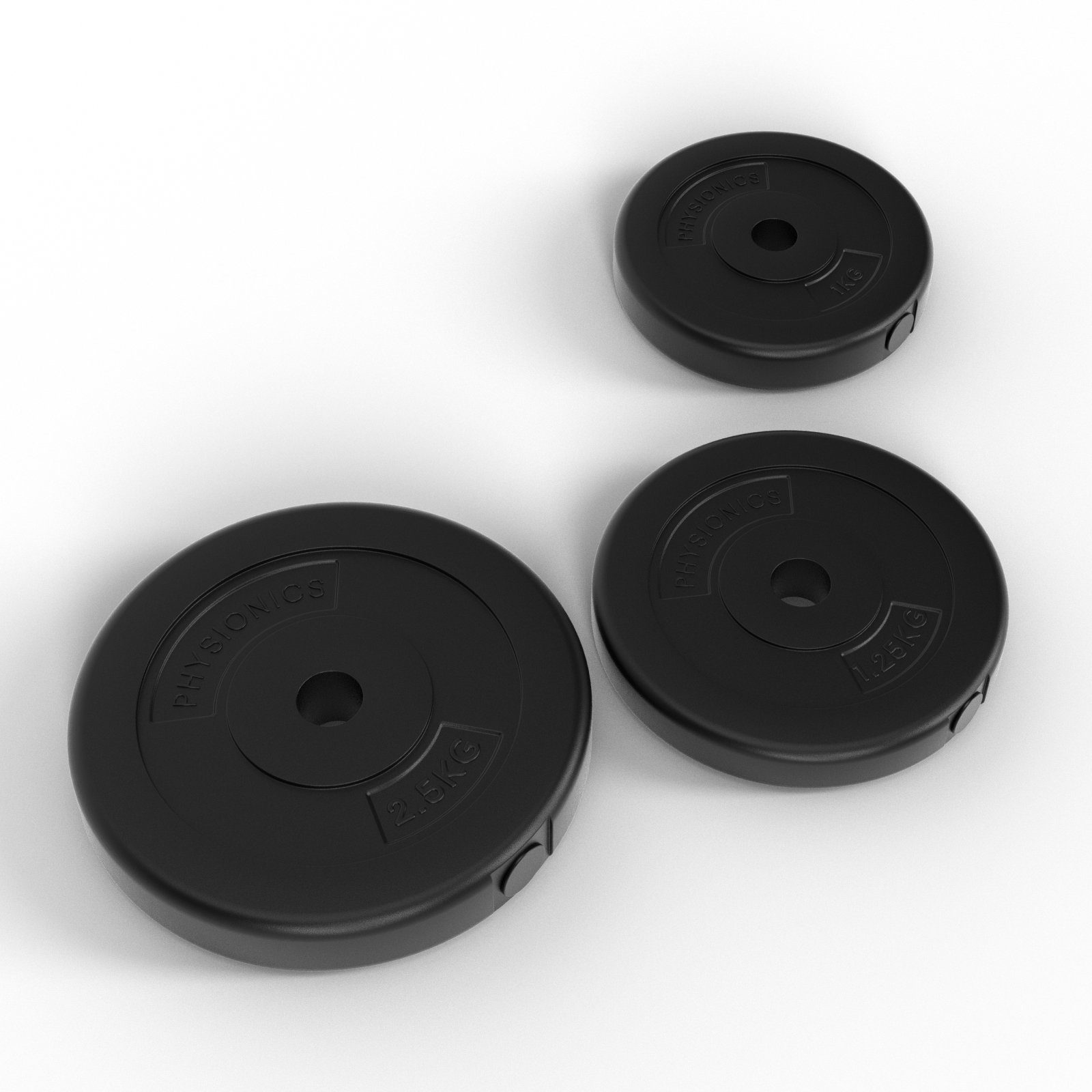 Physionics Hantel-Set Kurzhantel Set 30 kg (2 x 15 kg) - inkl. 16 Gewichte aus Kunststoff, 2 Hantelstangen und 4 Sternverschlüssen aus Plastik, Griff gerändelt aus Kunststoff, Ø 25mm - Hantelstangen, Kurzhanteln