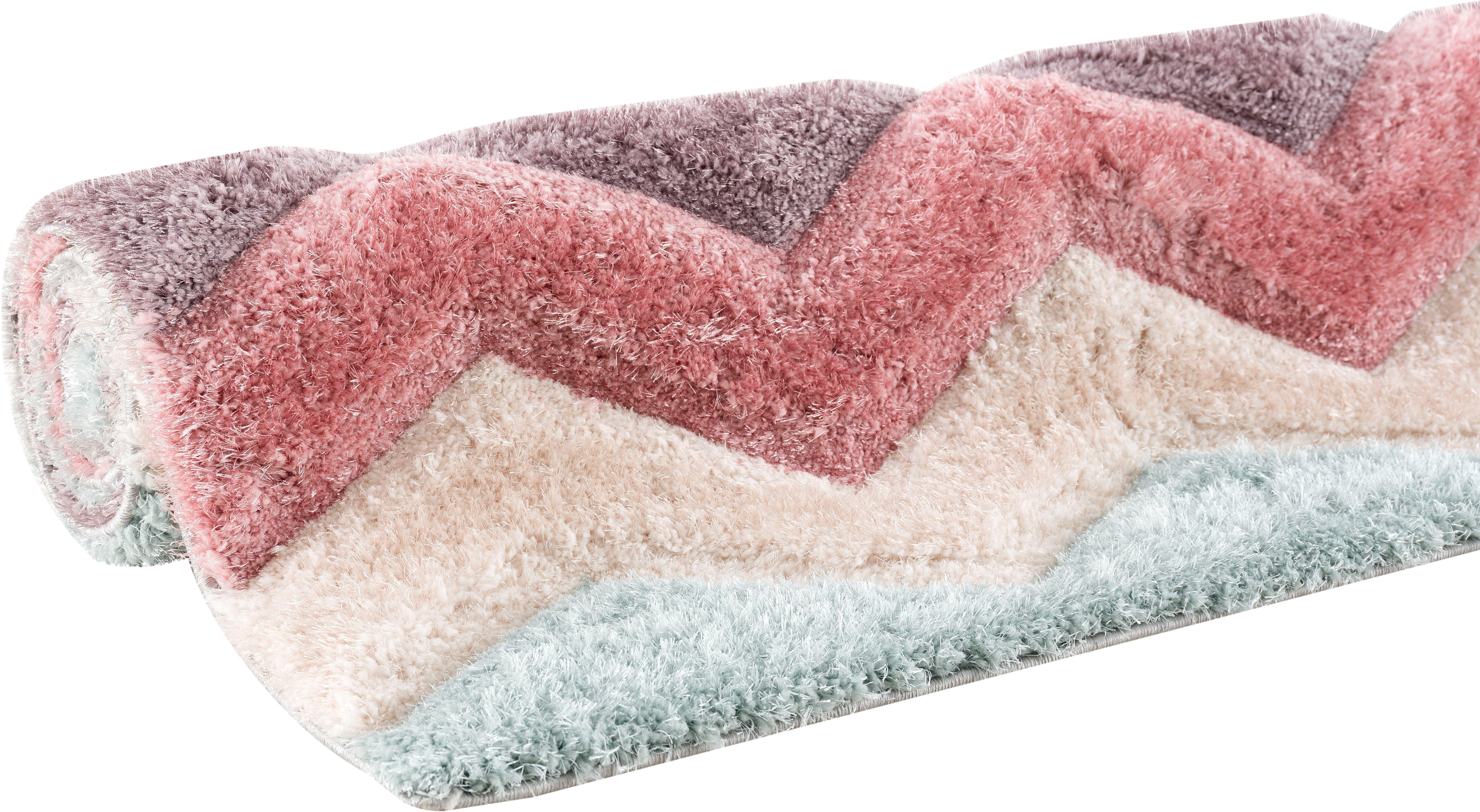 Kinderteppich Annemarie, Lüttenhütt, rechteckig, Höhe: 43 mm, weiche Haptik, bunt, Hochflorteppich, Zick-Zack-Design, mit 3D Effekt