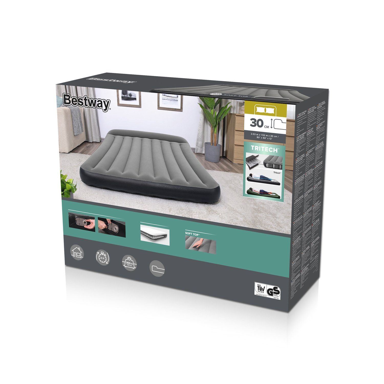 Bestway Luftbett Doppel 2 Personen Matratze selbstaufblasend 203 x 152 x 30 cm