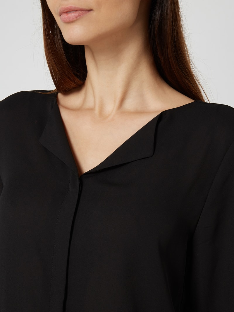 Bluse aus Chiffon mit verdeckter Knopfleiste in schwarz