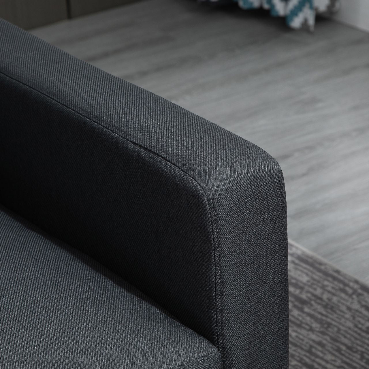 HOMCOM Ecksofa Stoffsofa Eckcouch Couchgarnitur mit wendbarer Chaiselongue L-Form Leinen Dunkelgrau 197 x 139 x 91 cm