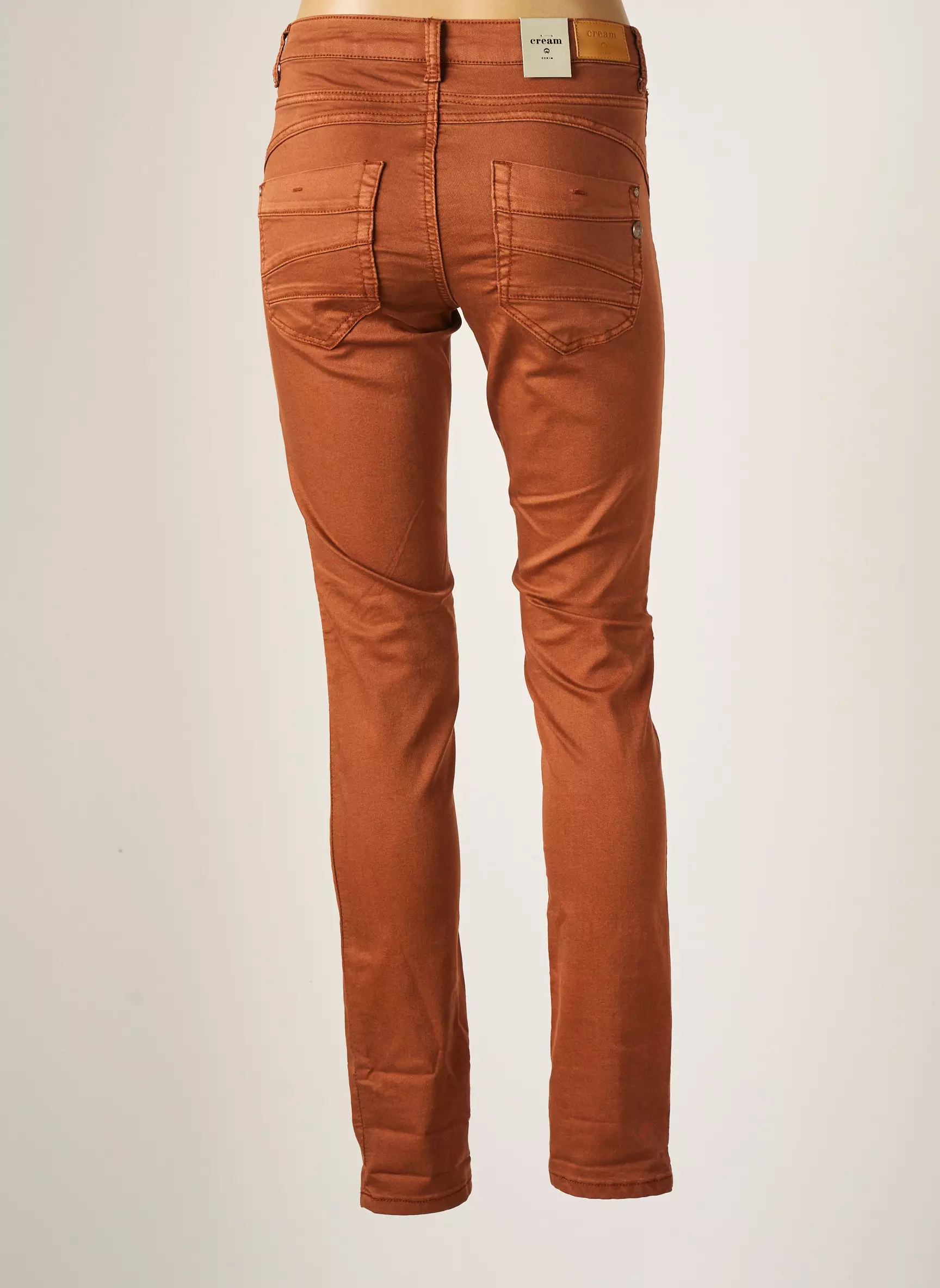 Cream Pantalons Slim Femme couleur marron
