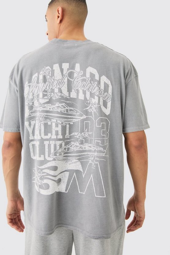 Oversize T-Shirt mit Monaco-Print