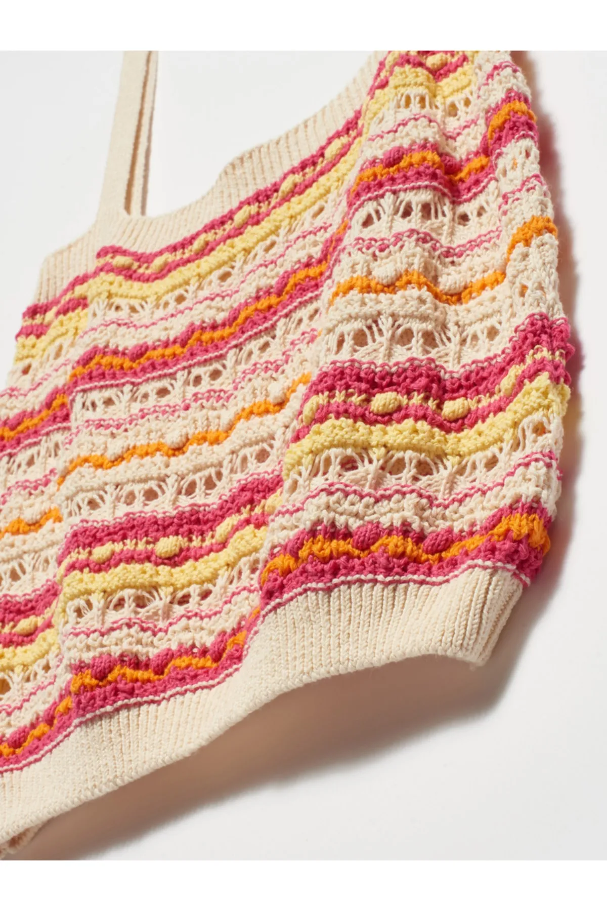 Dilvin  10149 Gestreiftes Strick-Unterhemd mit Trägern – Fuchsia