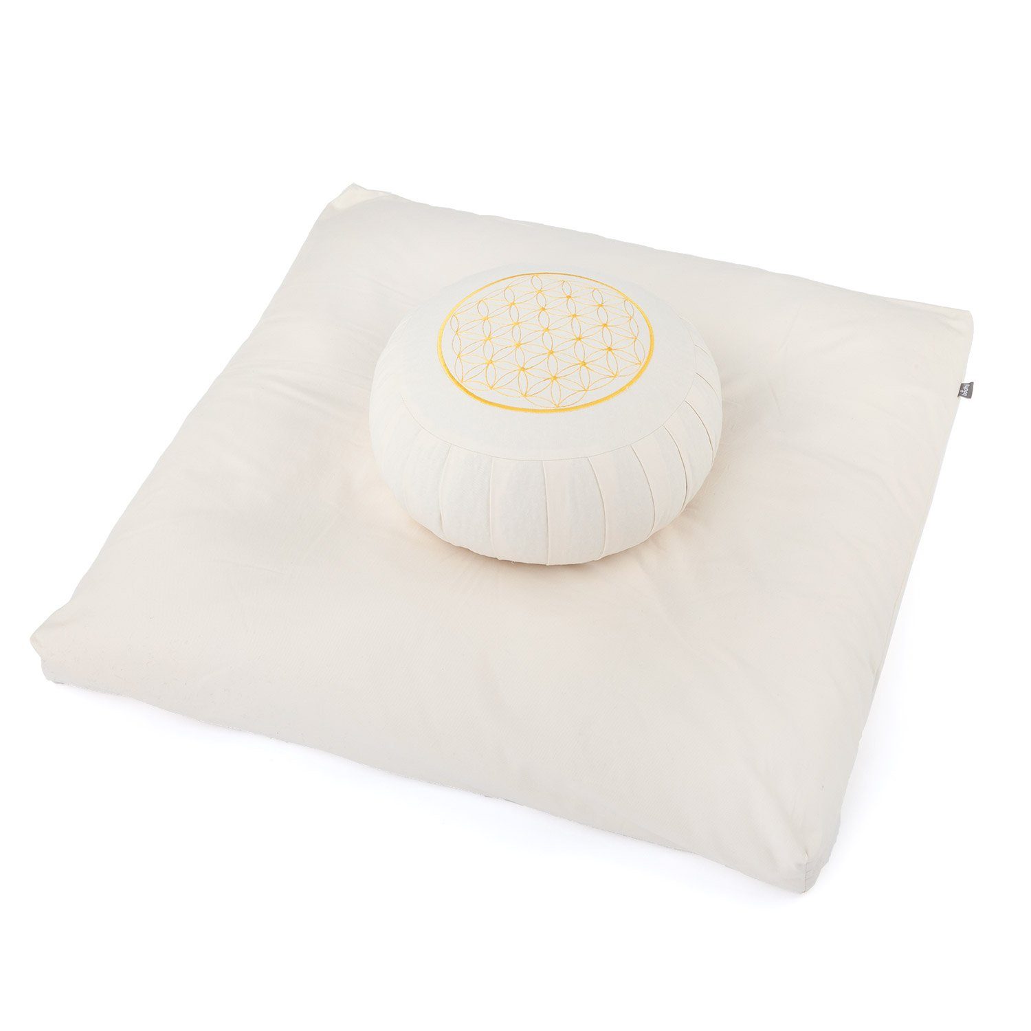 bodhi Meditationskissen Meditations-Set ECO: Kissen ZAFU + Zabuton, Stickerei Blume des Lebens