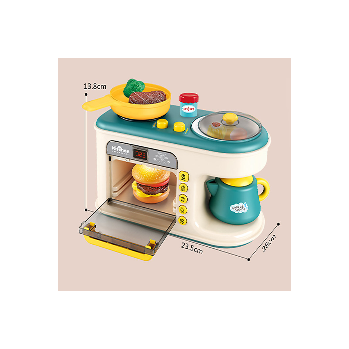 Mini-Küchenspielzeug für Kinder 47PCS Multifunktions-Frühstücksmaschine, Mikrowelle, Kindergeschirr