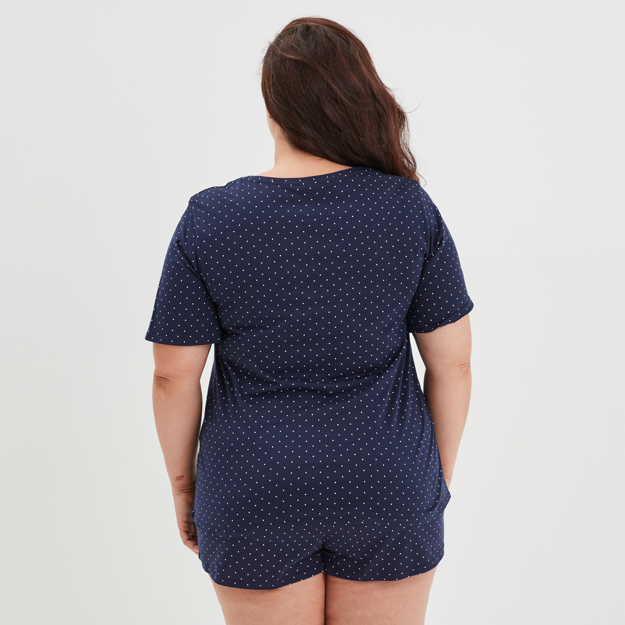 Ensemble pyjama short 2 pièces Modavista bleu femme grande taille | La Halle