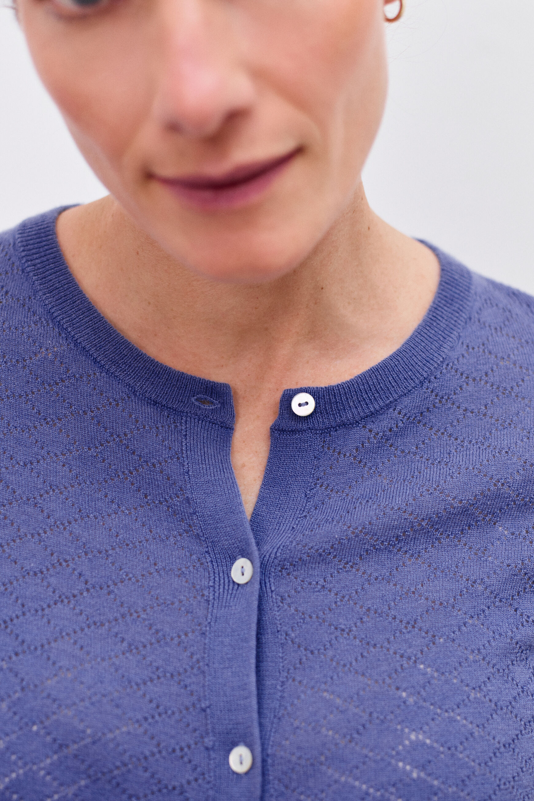 gilet capucine bleu violet femme