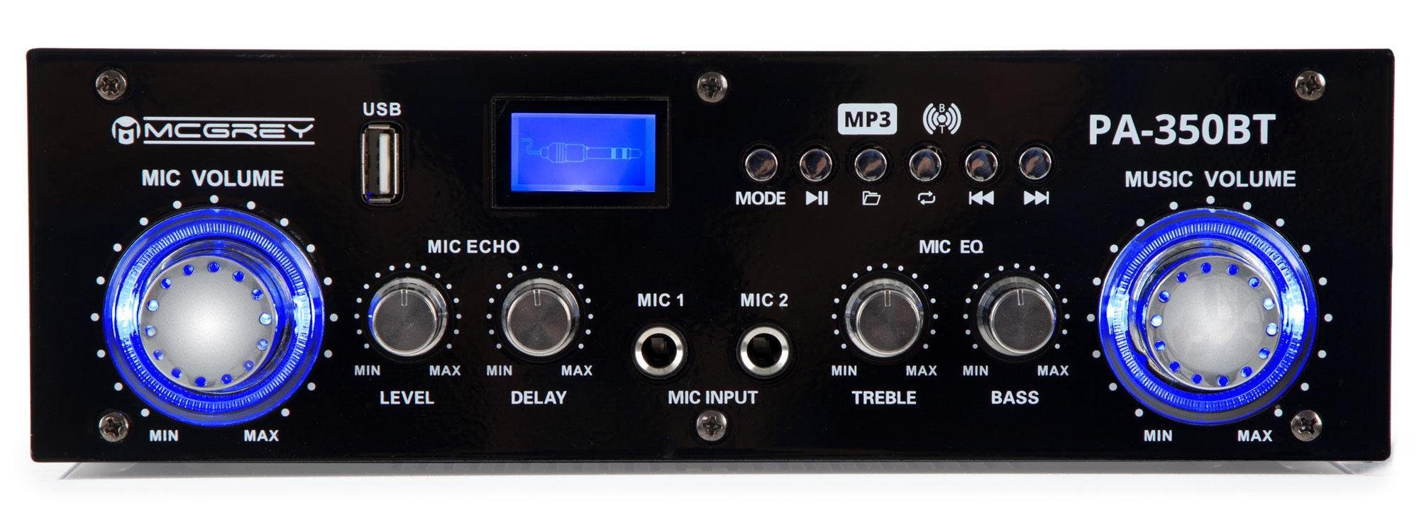 McGrey PA-350BT Bluetooth-Endstufe Endverstärker (200 W, zwei Mikrofoneingängen - USB-MP3-Player und Cinch-Eingang)