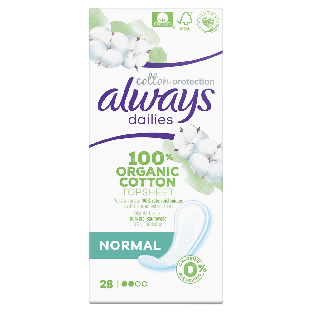 always Always Dailies Protège-Slips, 0% Colorant & Parfum x28 Protège-Slips