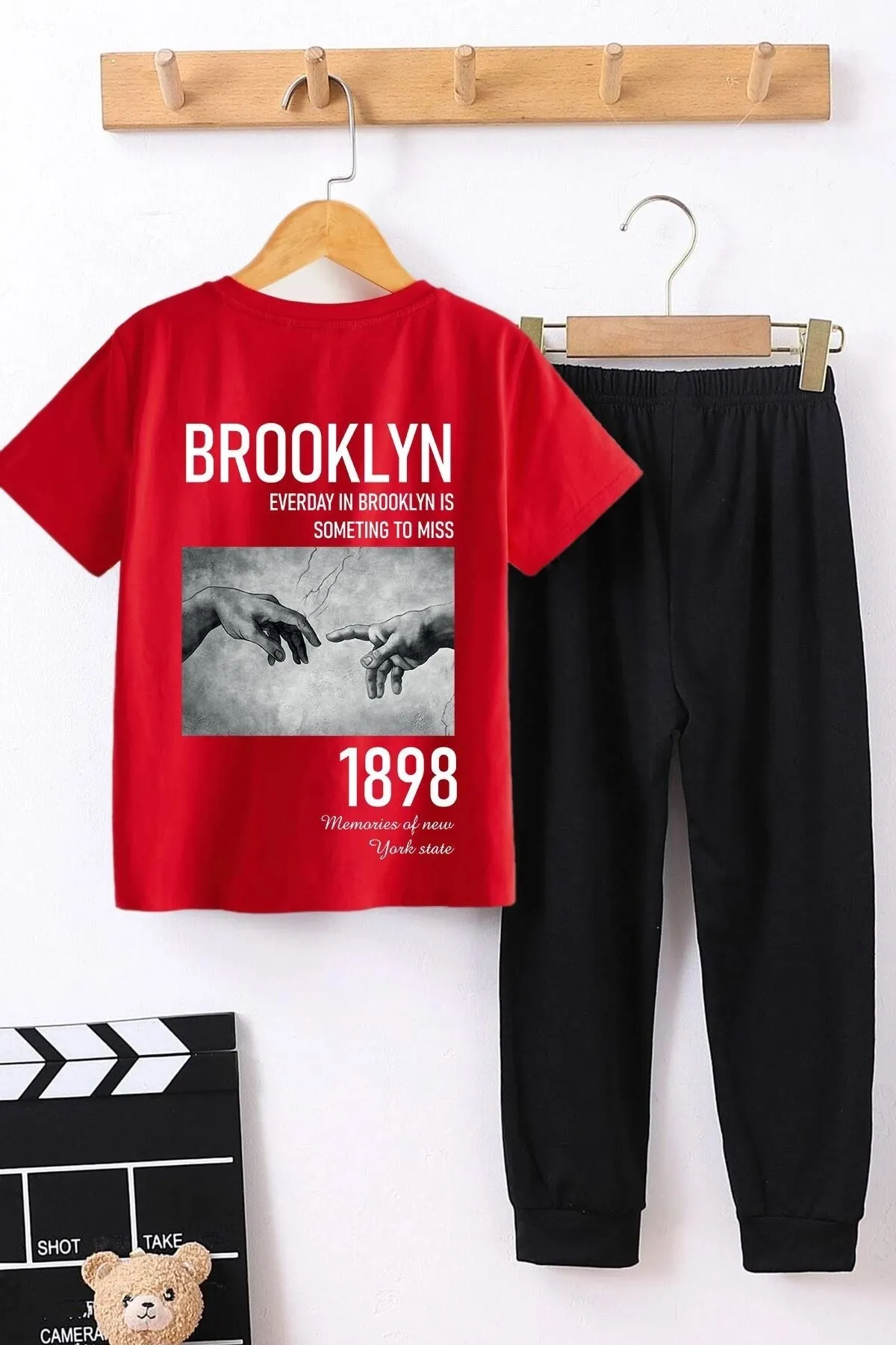 uyguntarz  1898 Brooklyn bedrucktes Bottom-Top-Trainingsanzug-Set für Kinder