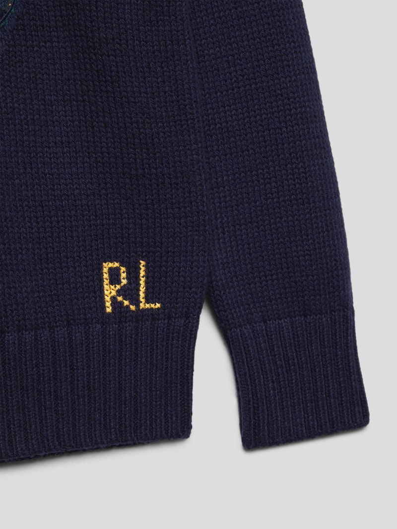 Strickpullover mit Label-Stitching in marineblau