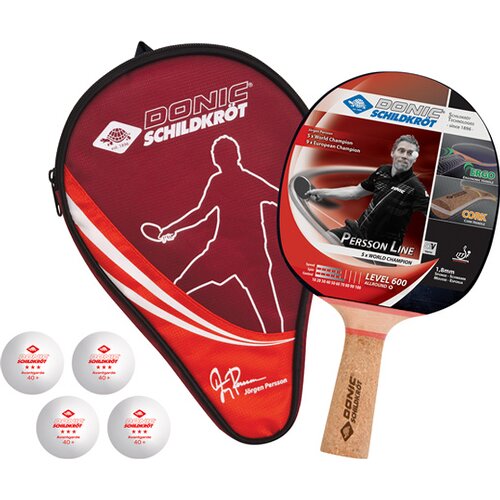 TISCHTENNIS-SET DONIC-SCHILDKRÖT TISCHTENNIS-GESCHENKSET PERSSON 600, 1 SCHLÄGER MIT KORK-GRIF