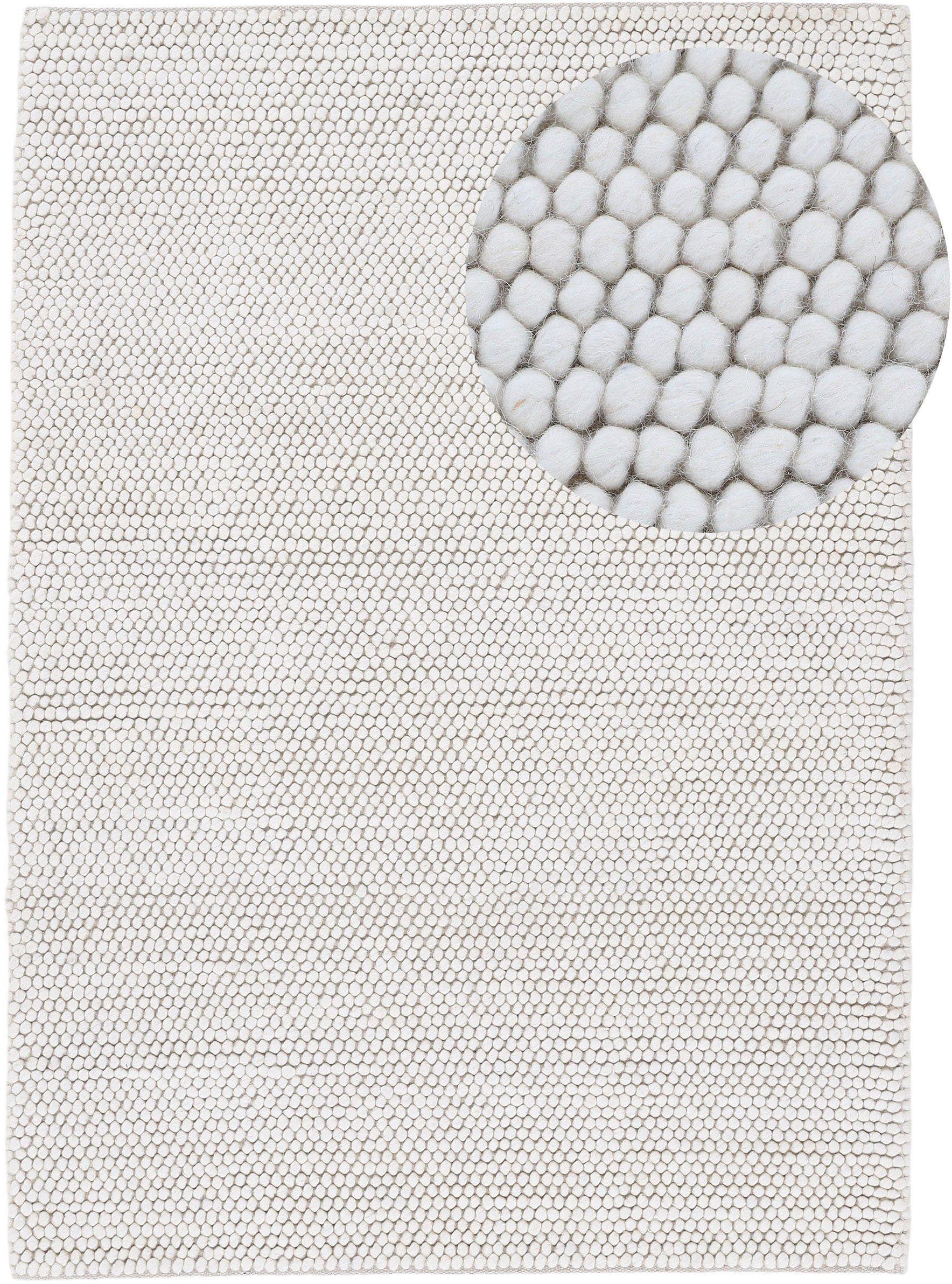 Teppich Calo, carpetfine, rechteckig, Höhe: 16 mm, Handweb Teppich, Uni Farben, meliert, handgewebt, 70% Wolle