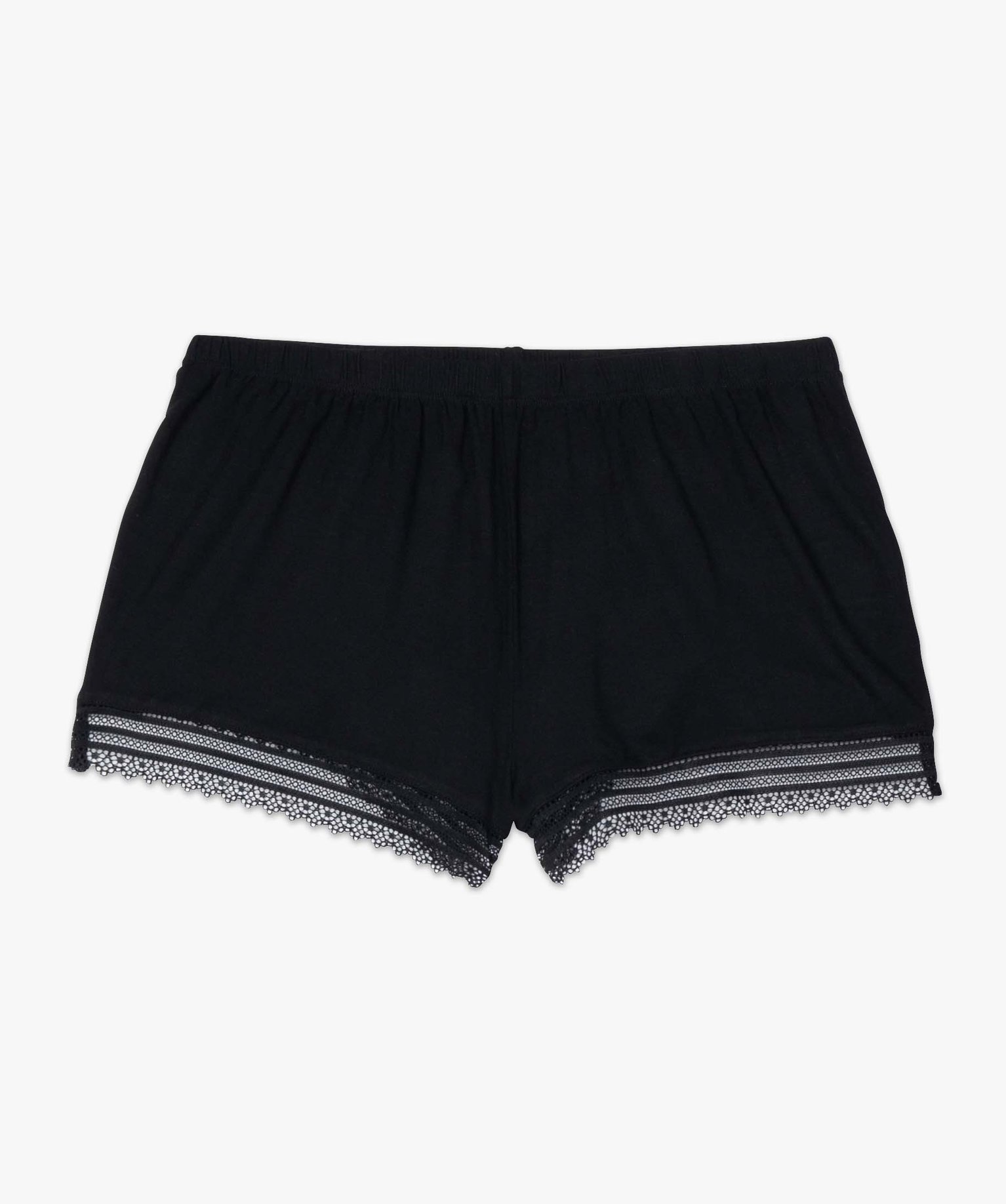Short de pyjama femme en maille fluide avec bas en dentelle noir | GEMO