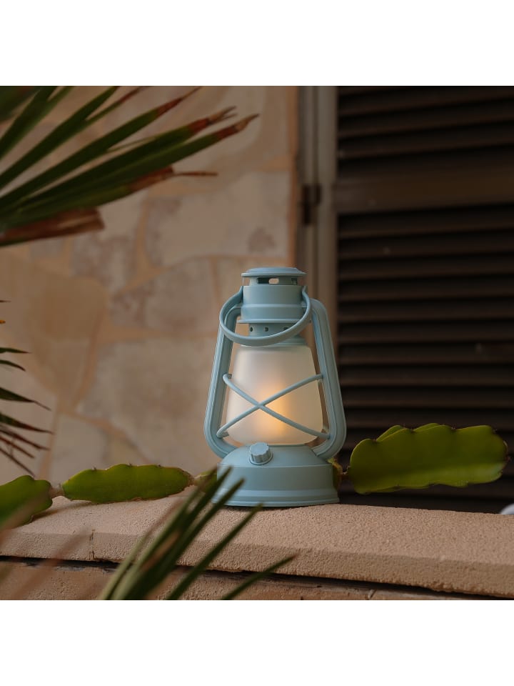 MARELIDA LED Sturmlaterne mit Flackerflamme H. 24,5cm in hellblau günstig kaufen onesize