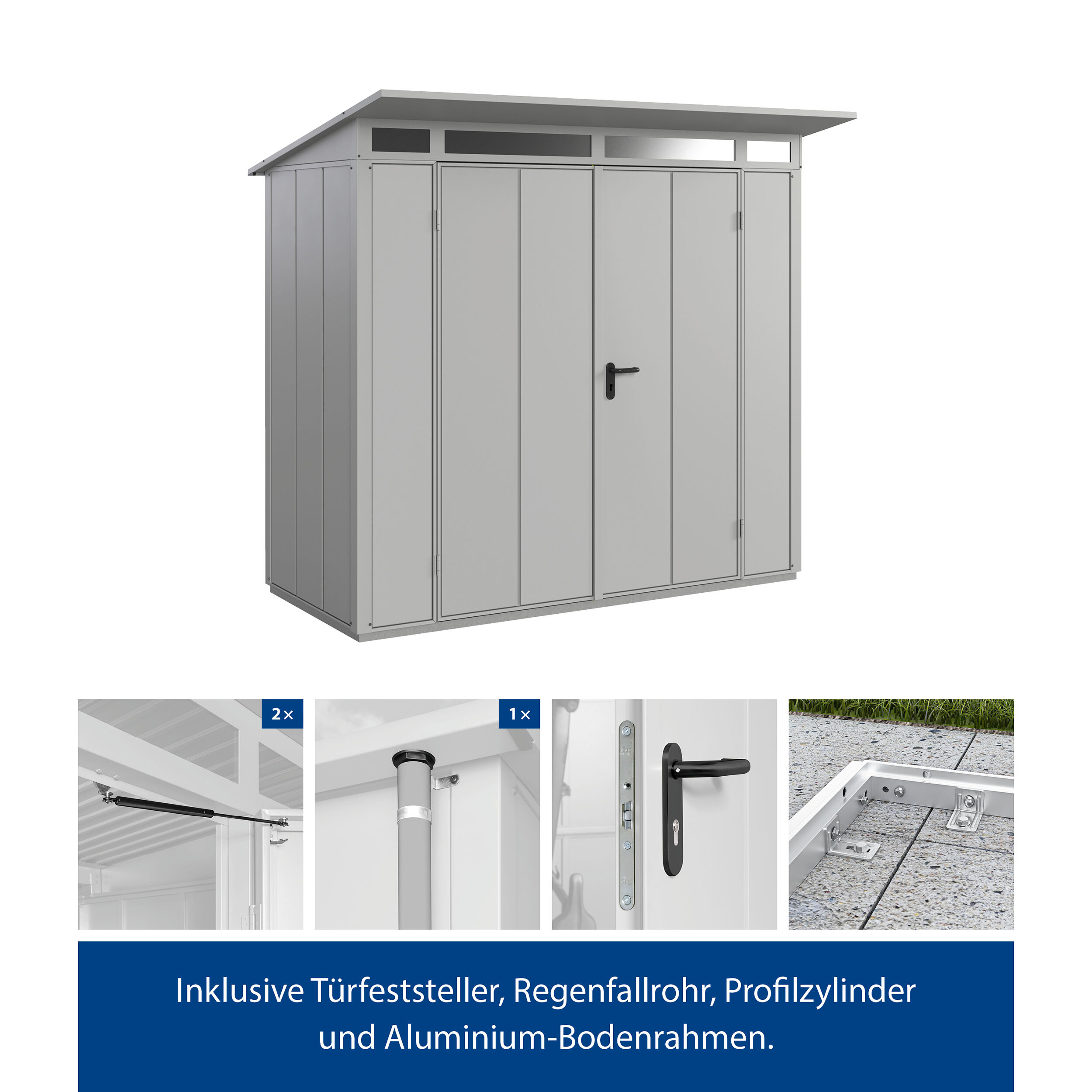 Set Berry Modern-P,Typ1 Gerätehaus - Weißaluminium
