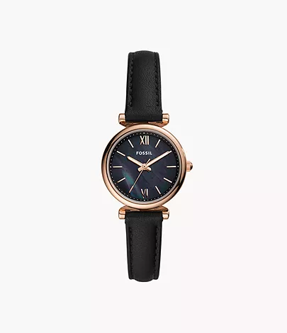 Fossil Damenuhr Carlie Mini Leder Schwarz